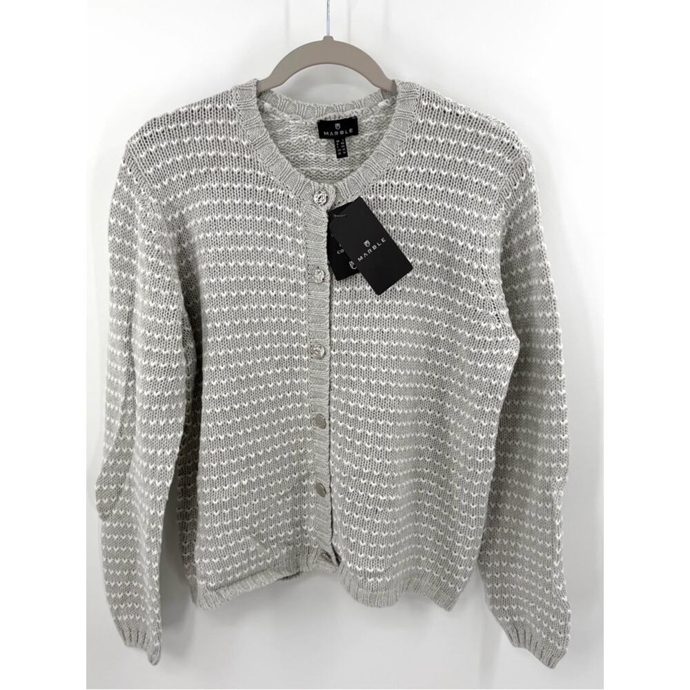 Marble UK Silver Grey Statement Button Cardigan Size US M